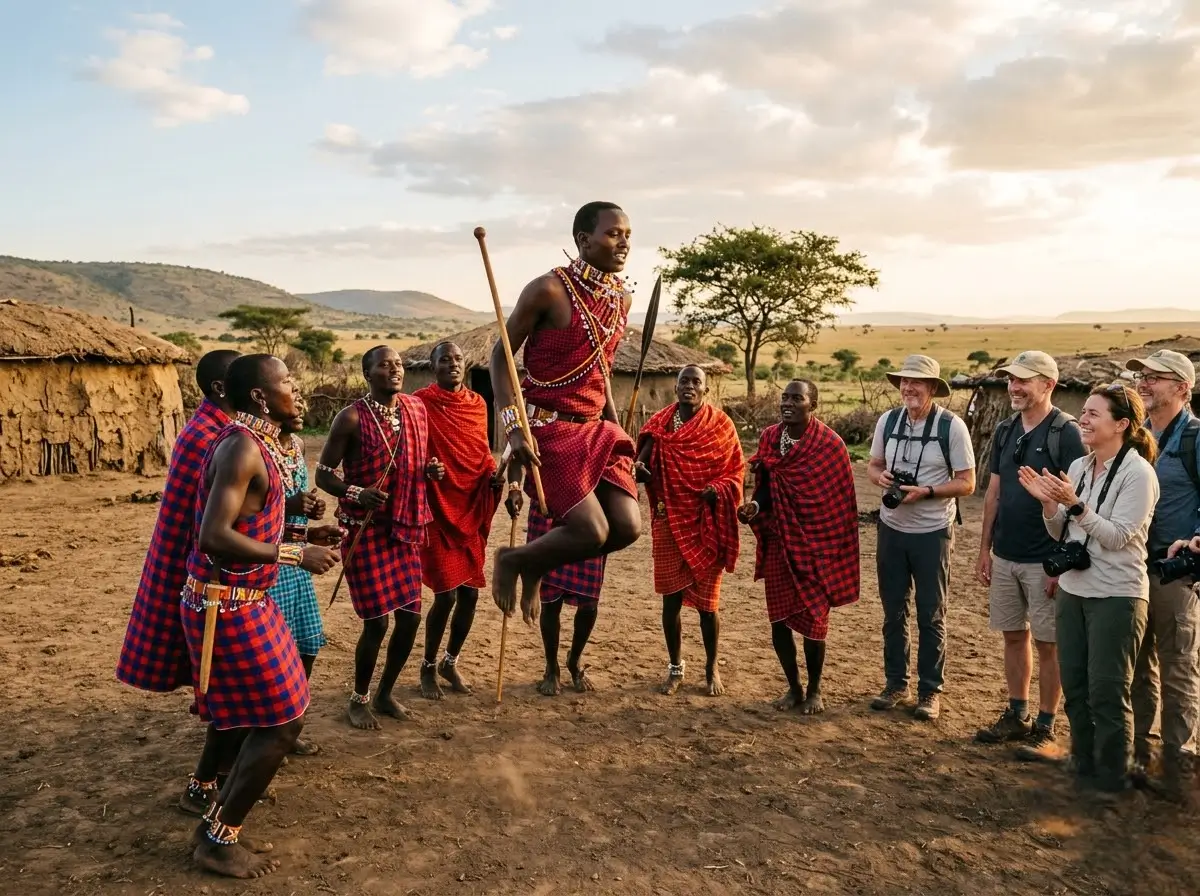 Maasai cultural village visit included in the Great Migration Odyssey safari package