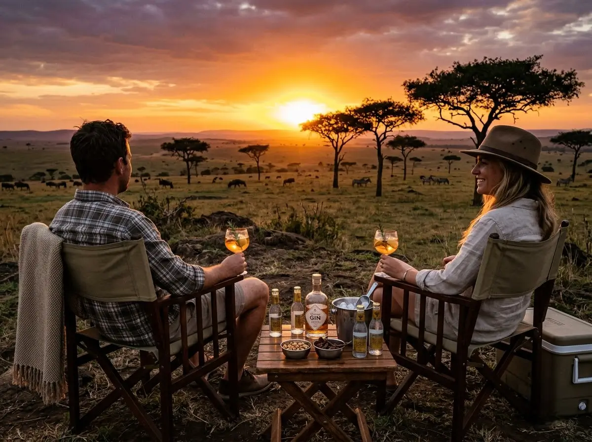 Sundowner drinks setup, a common optional extra on a Kenya safari package